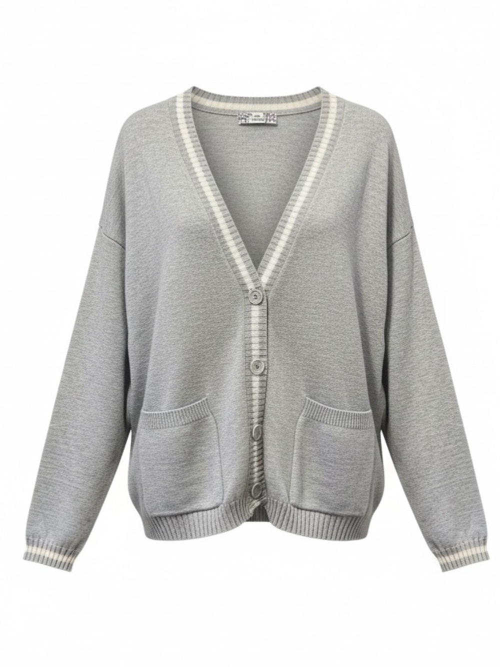 Pink Republic Gray & White Cardigan Sweater – Size Small